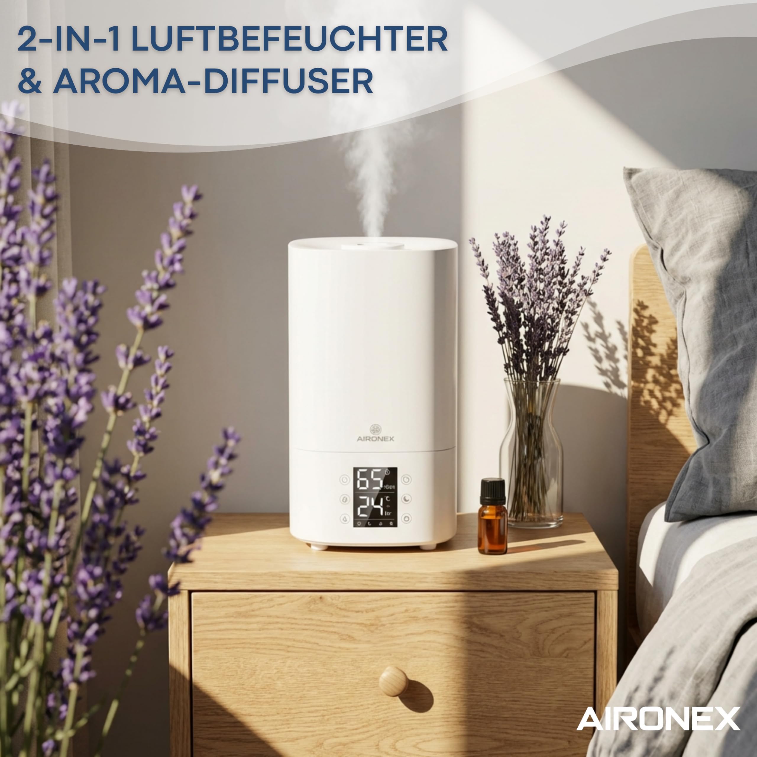 Humidificador de 3,8 litros - Topfill - Aroma - Humidifier - Adecuado para sala de estar, oficina, habitación de bebé, dormitorio
