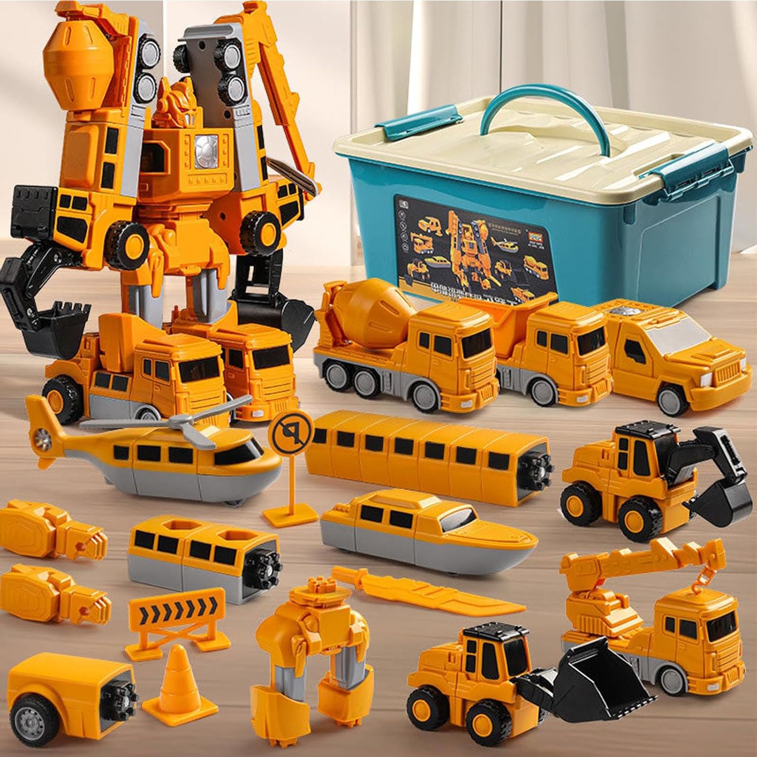 Generic Magnetic Transform Engineering Car Assembled Toys, Magnetic Transforming Cars, Toy Construction Vehicles with Storage Box, 7 in 1 Magnetic Transform Engineering Car for Kids Age 4-6 (35 Pcs)