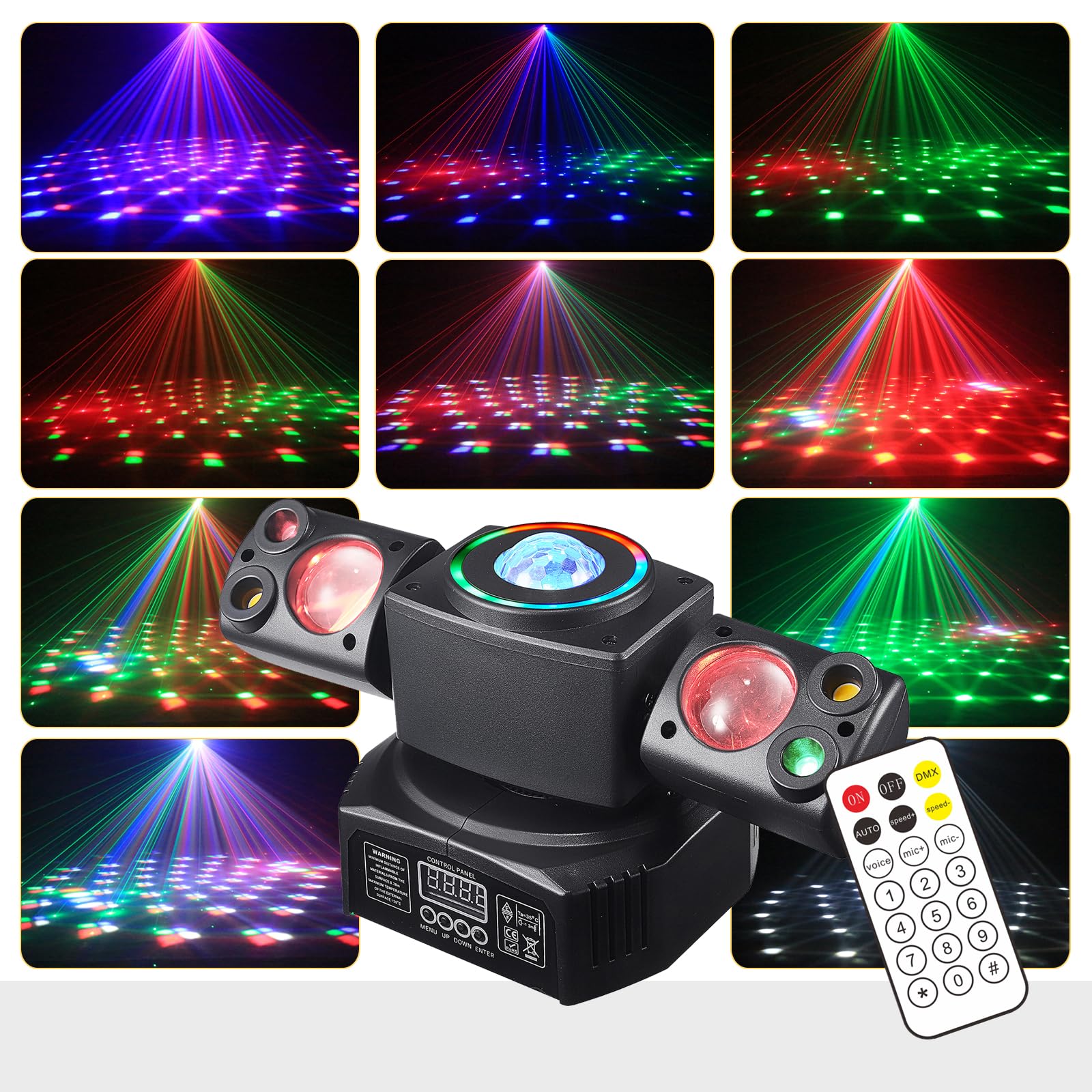 Littleboyny Moving Head Discolicht Partylicht, DMX 512 Effektstrahler,TJGB03 LED RGB Licht DJ Projektor Musikgesteuert DJ Disco Lichter, Für KTV Bar Familientreffen Hochzeit Geburtstag Halloween