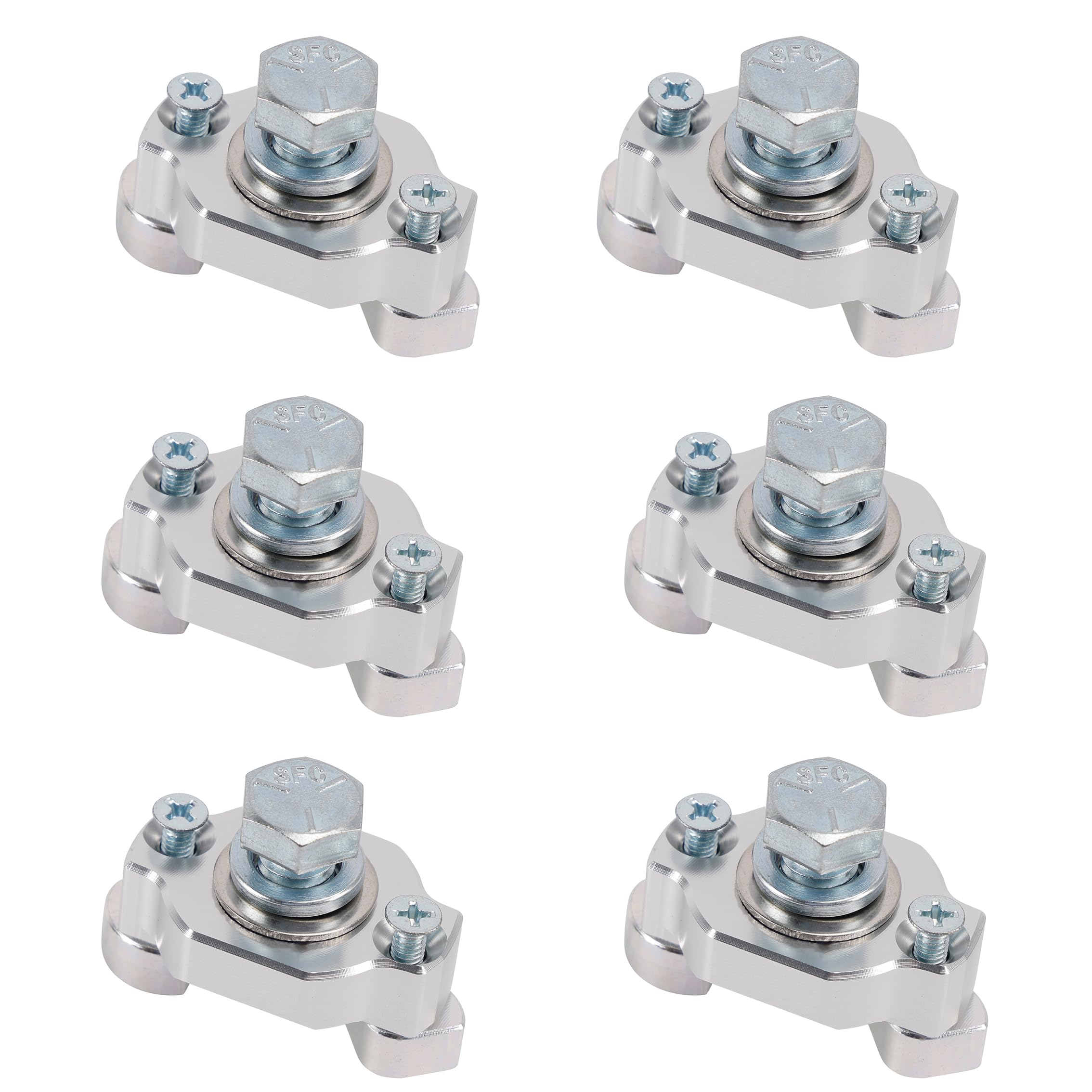 MAD HORNETS 6 Stück Aluminium Quick Attach Anchor Mount Kit Passend für CFMoto ATV UTV Gepäckträger Befestigungsanker Zubehörhalter Verzurranker 6061-T6 Silber UNC 3/8-16