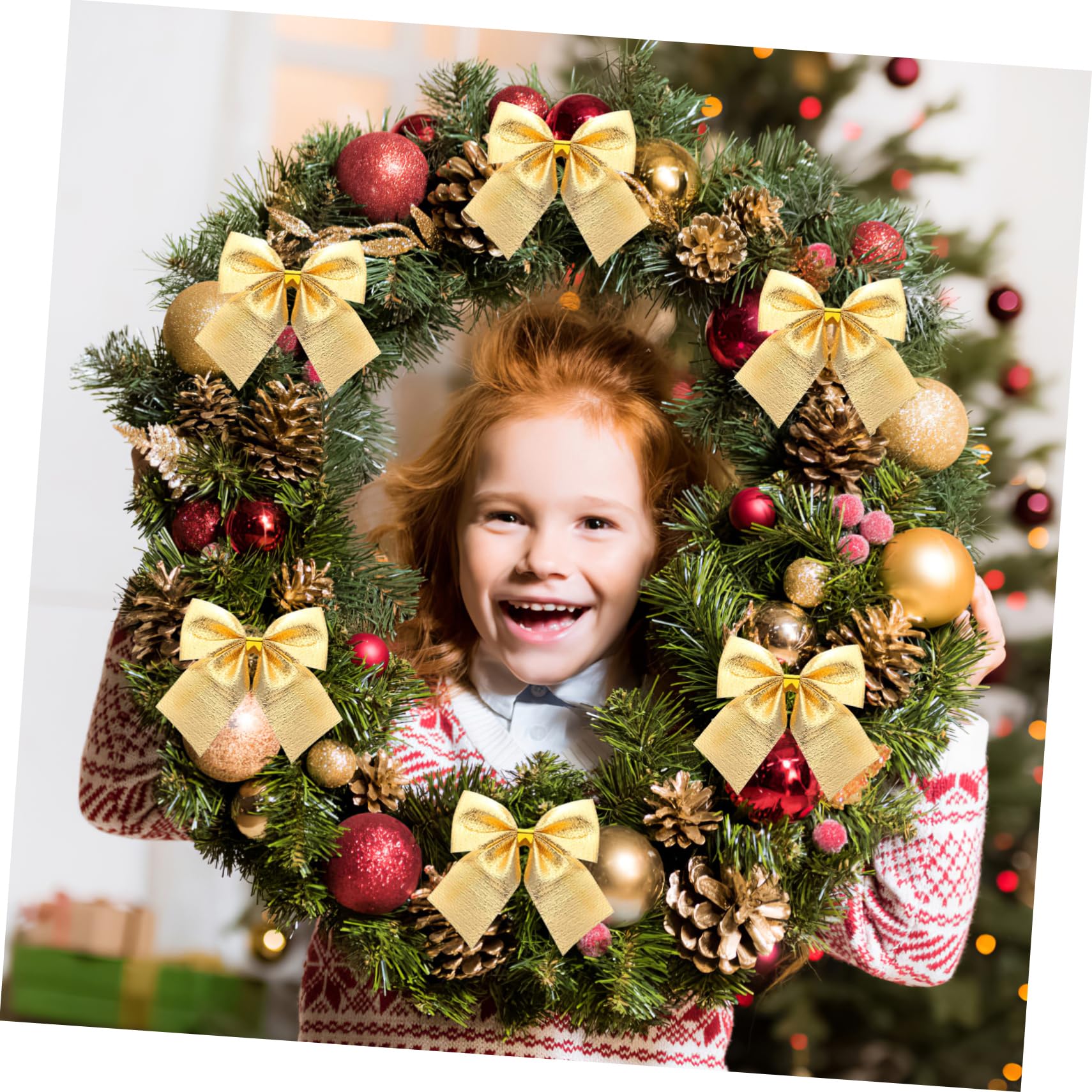 Hemobllo 12 Piezas Moños Navideños Dorados de Satén Adornos Colgantes para Árbol de Navidad Decoración Festiva Elegante y Atractiva Ambientar Fiestas