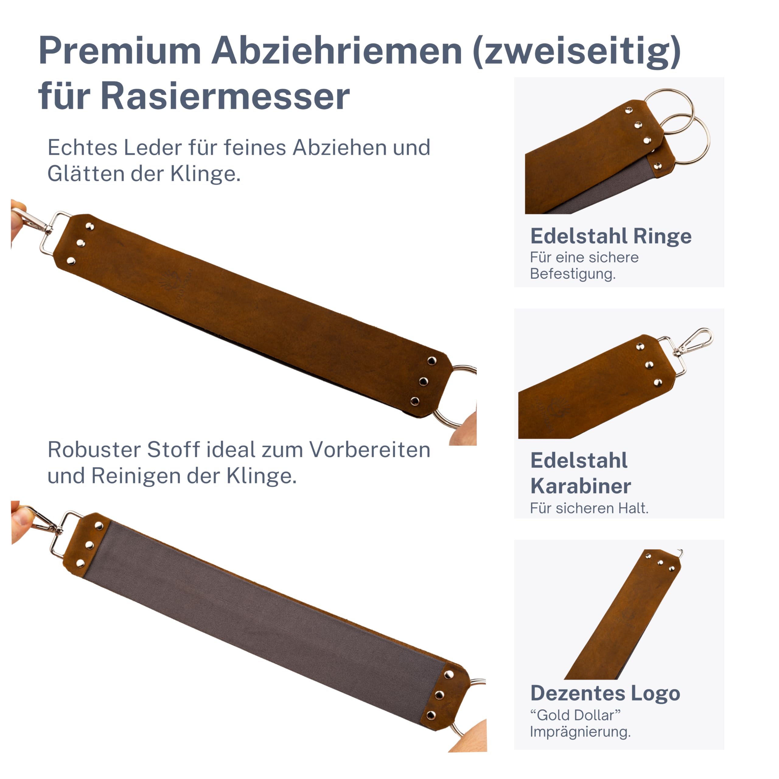 Rasiermesser Set für Herren – Klassisches Rasiermesser mit fester Klinge inkl. Pinsel, Abziehriemen & Schale – Nassrasur Set für Einsteiger & Fortgeschrittene (Braun (Echtholz))