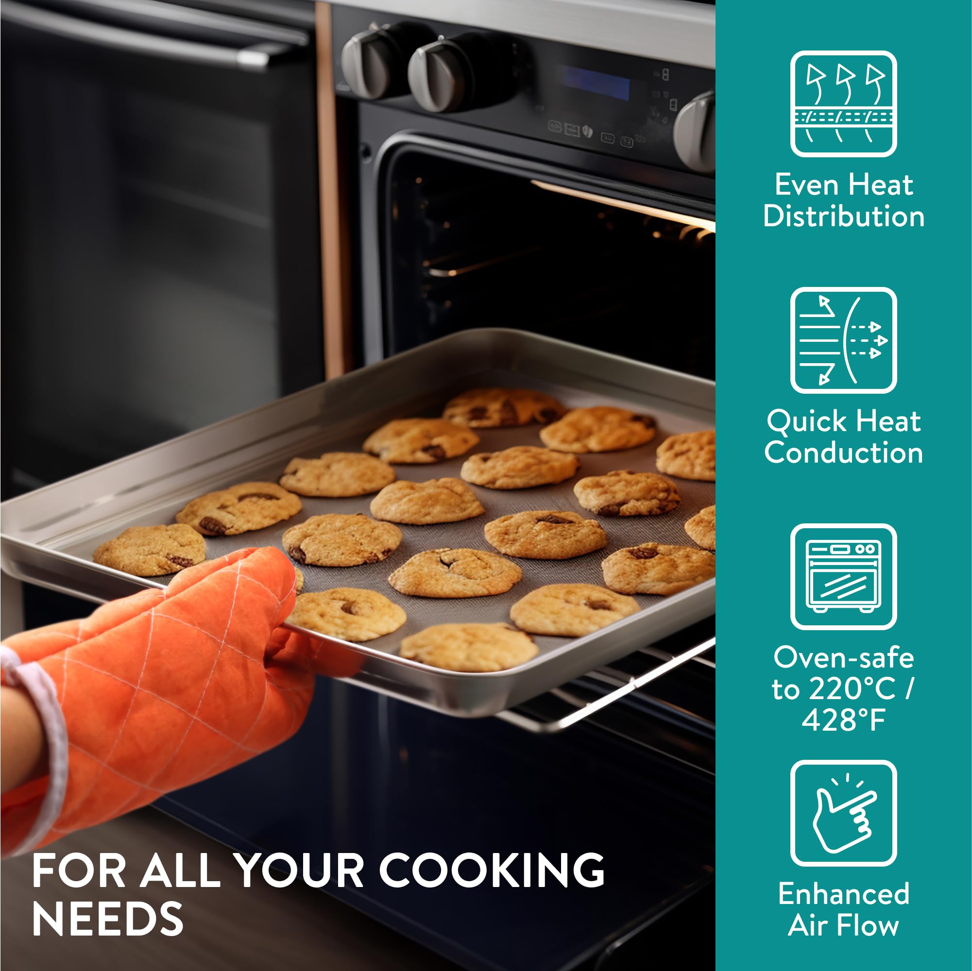 Navaris Baking Trays Set - 2 Quarter Sheet Pans And Rack 12.2\" X 9.6\" X...