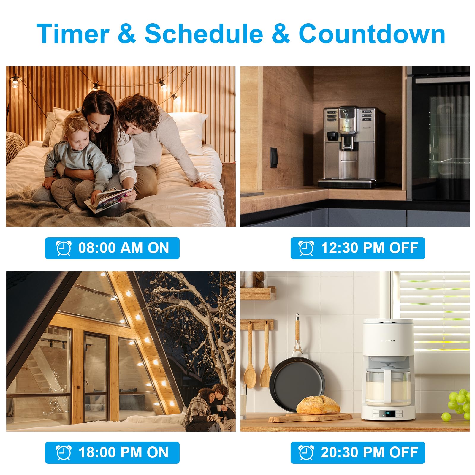 ANTELA Enchufe Inteligente 2,4G/5G 16A 3680W con Monitor de Energía, Compatible con Alexa y Google Home, Horarios y Temporizadores,APP Smart Life/Tuya,2PCs
