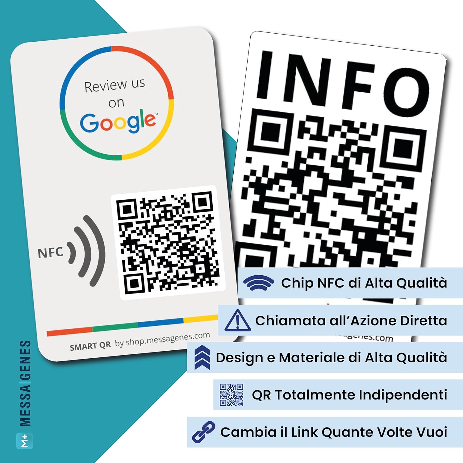 Reusable Google Review & Info Card – QR & NFC for Menu or Website – Works with iPhone & Android – Easy Setup at Home | by MESSAGENES