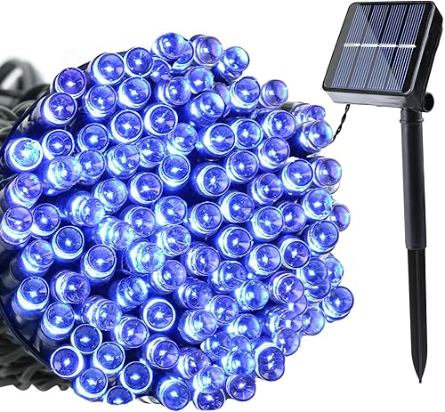 Joomer Guirnalda de luces solares de Navidad, 39 pies, 100 LED, 8 modos de iluminación, luces de hadas impermeables al aire libre para decoración de