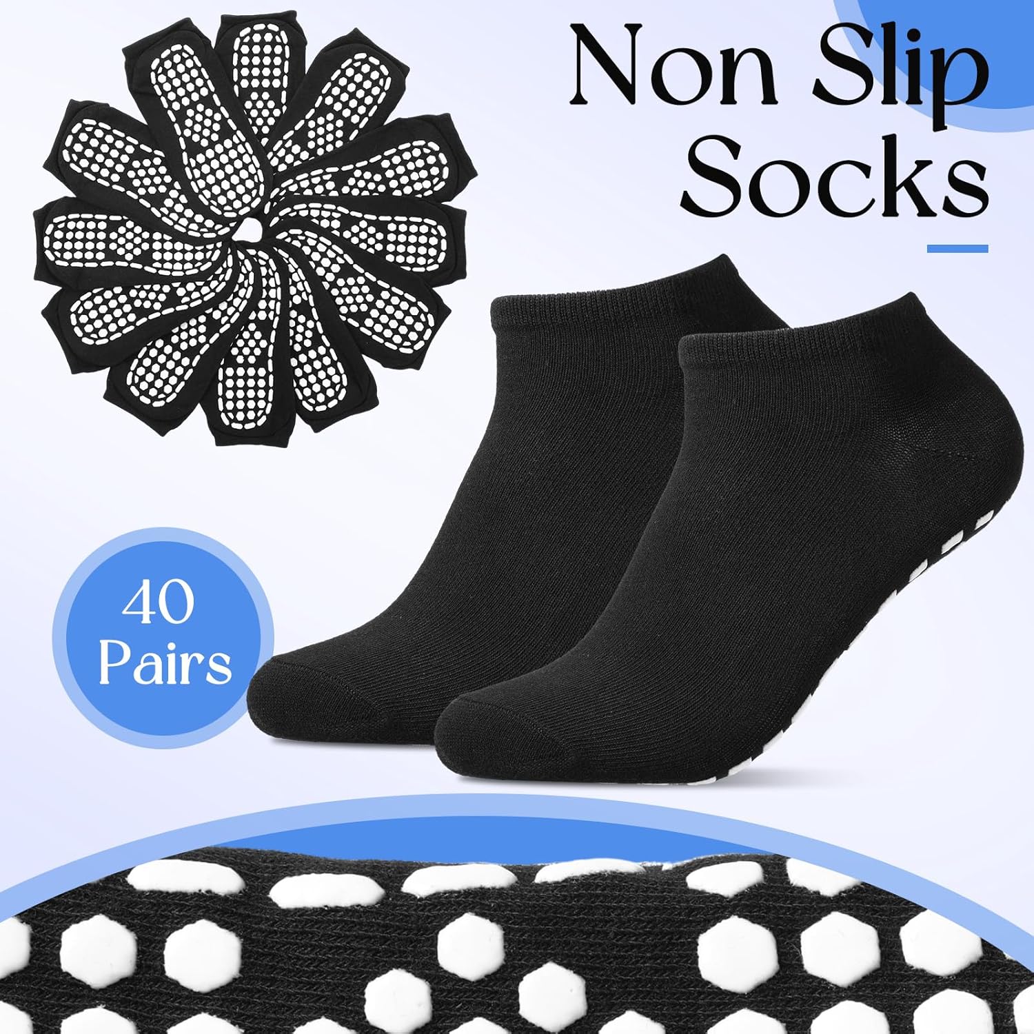 Haysandy 40 Pairs Non Slip Yoga Socks for Women Bulk Pilates with Grips Anti Skid Athletic Grippy Slipper Socks - Image 3