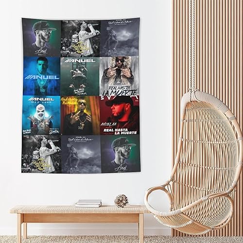 Miniatura 5 de FLAPPERONS Tapiz Real Anuel Hasta Aa La Muerte, bandera musical, telón de fondo de poliéster para colgar en la pared, póster para decoración de