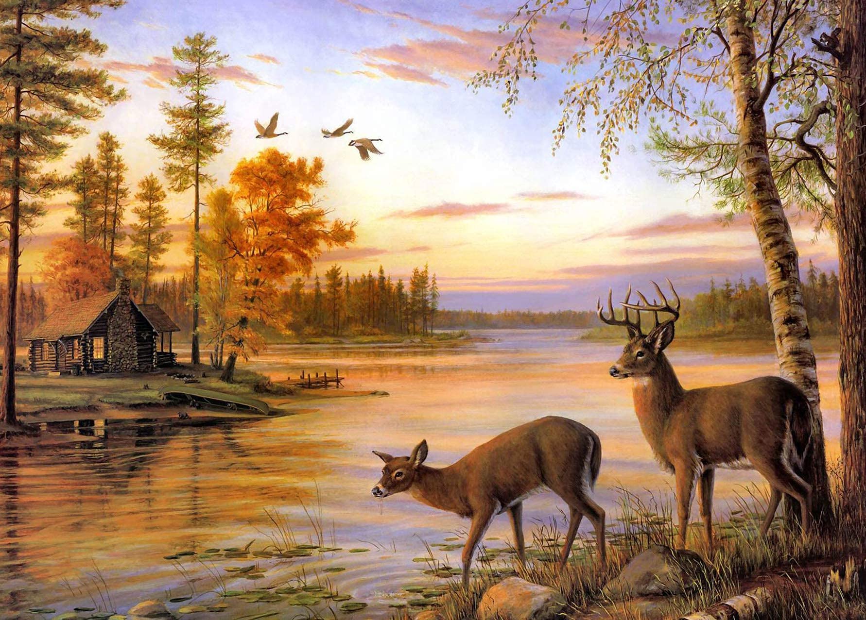 DIY 5D Diamond Painting Kit "Tramonto Con Cervo" – Quadro Completo 30x40 Cm Con Cristalli, Accessori E Tela HD