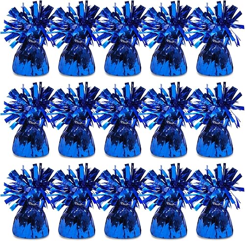 Miniatura 1 de BLUE PANDA Paquete de 15 pesas de globo azul, pesas de fiesta a granel para mesas (azul metálico, 6 onzas, 4.5 pulgadas)
