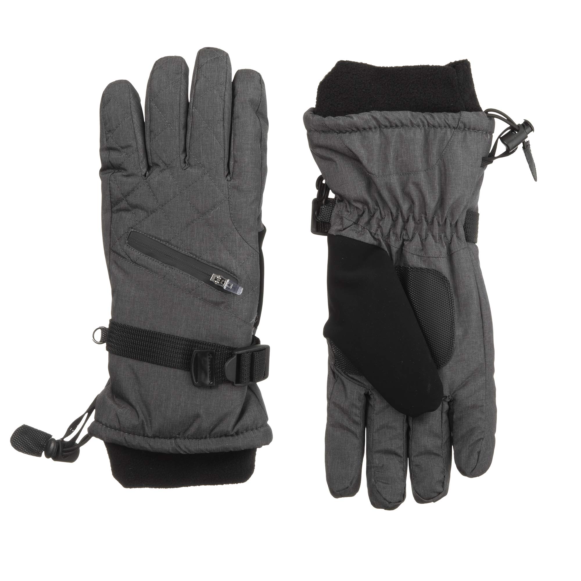 isotoner Women's Ski Gloves; Waterproof and Windproof Insulated for Cold Weather; Heather Grey; S/M