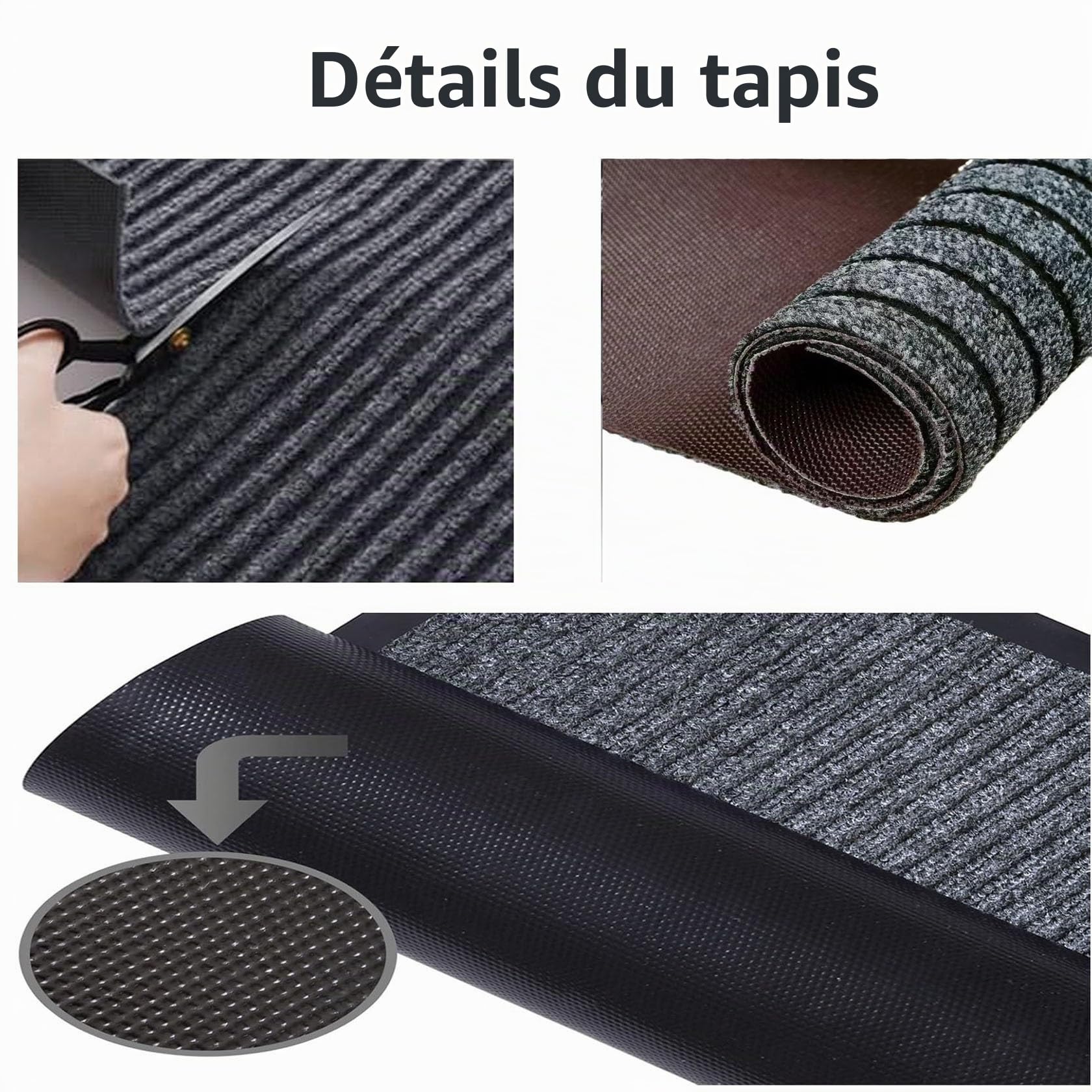 Tapis de Porte Paillasson 120 x 110 cm Antidérapant, Lavable, Absorbant Tapis pour L'Intérieur et L'Extérieur pour Chien, Entrée, Porte et Couloir, Noir