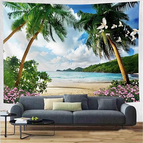 Miniatura 9 de FENDROM Tapiz de castillo, flores rosas en bosque de fantasía, tapices para colgar en la pared, tapices de cuento de hadas para dormitorio, sala de