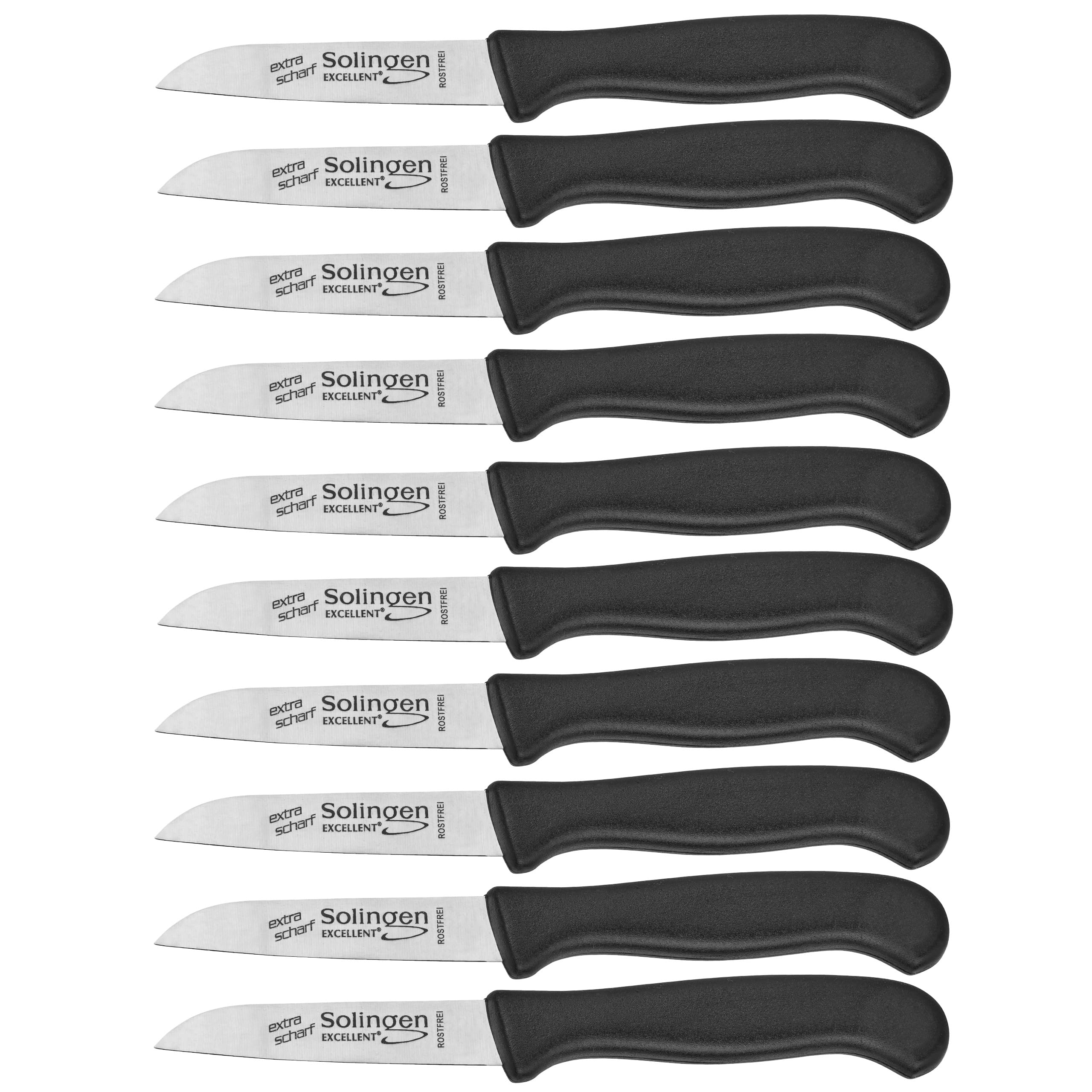 10 x Solingen Küchenmesser - Kleines Solinger Allzweckmesser für die Küche - Gemüsemesser - Obstmesser - Schälmesser - Edelstahl rostfrei