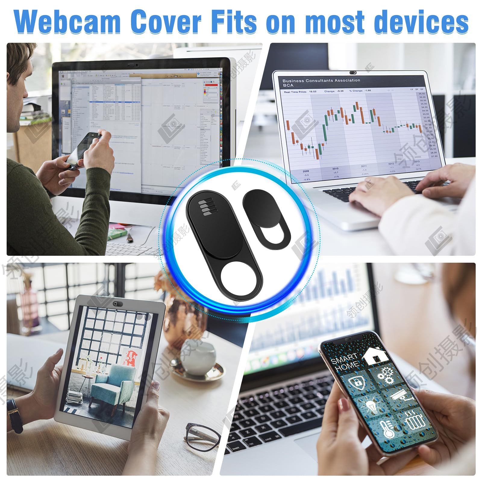 Toojcc Funda deslizante para cámara portátil, 3 fundas grandes + 3 pequeñas para cámara web ultrafina para laptop, computadora, tablet, iPhone 6/7/8 Plus y cámara interior Tesla Model 3/Y, bloqueador