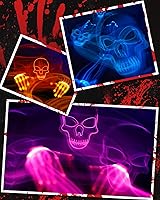 Vista 45 de Sumind Máscara LED de Halloween, esqueleto LED aterrador, hacker de purga que brilla en la oscuridad, para fiesta de disfraces de Halloween (azul)
