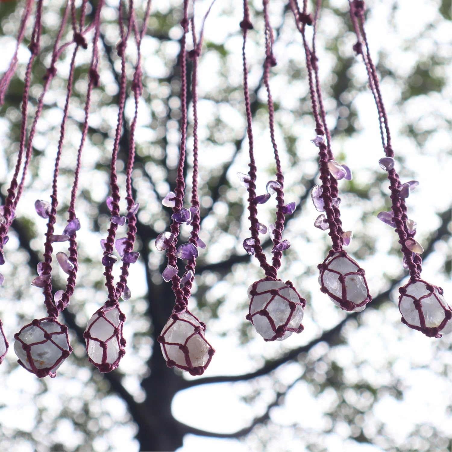 Raw Celestite Crystal Macrame Necklace – Adjustable Natural Stone Pendant Jewelry for Men and Women - Image 2