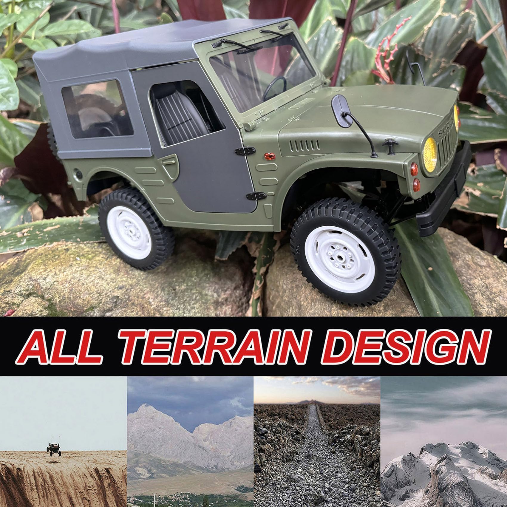 WPLDEWAN WPL C84 RC Rock Crawler RC Truck 4x4 1/10 Escala Remoto Camión Off Road RTR Todo Terreno con Motor 370 Proporcional Acelerador Dirección Leaf Spring Chasis Hobby Grado