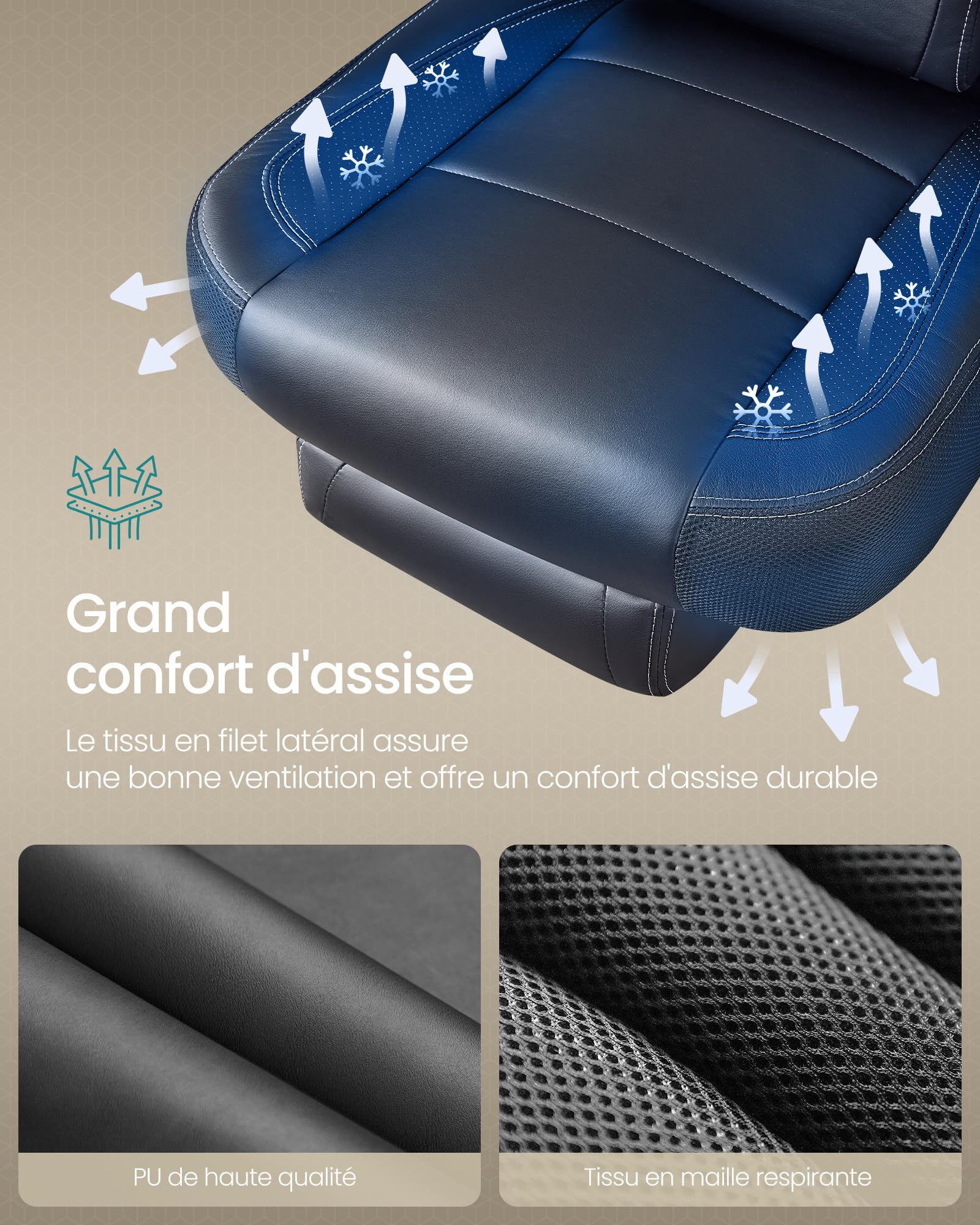 SONGMICS Chaise de Jeu, Chaise d'Ordinateur, Ergonomique, avec Repose-Pieds, Coussin de Tête Ajustable, Support Lombaire, Capacité de Charge de 150 kg, Noir OBG077B01