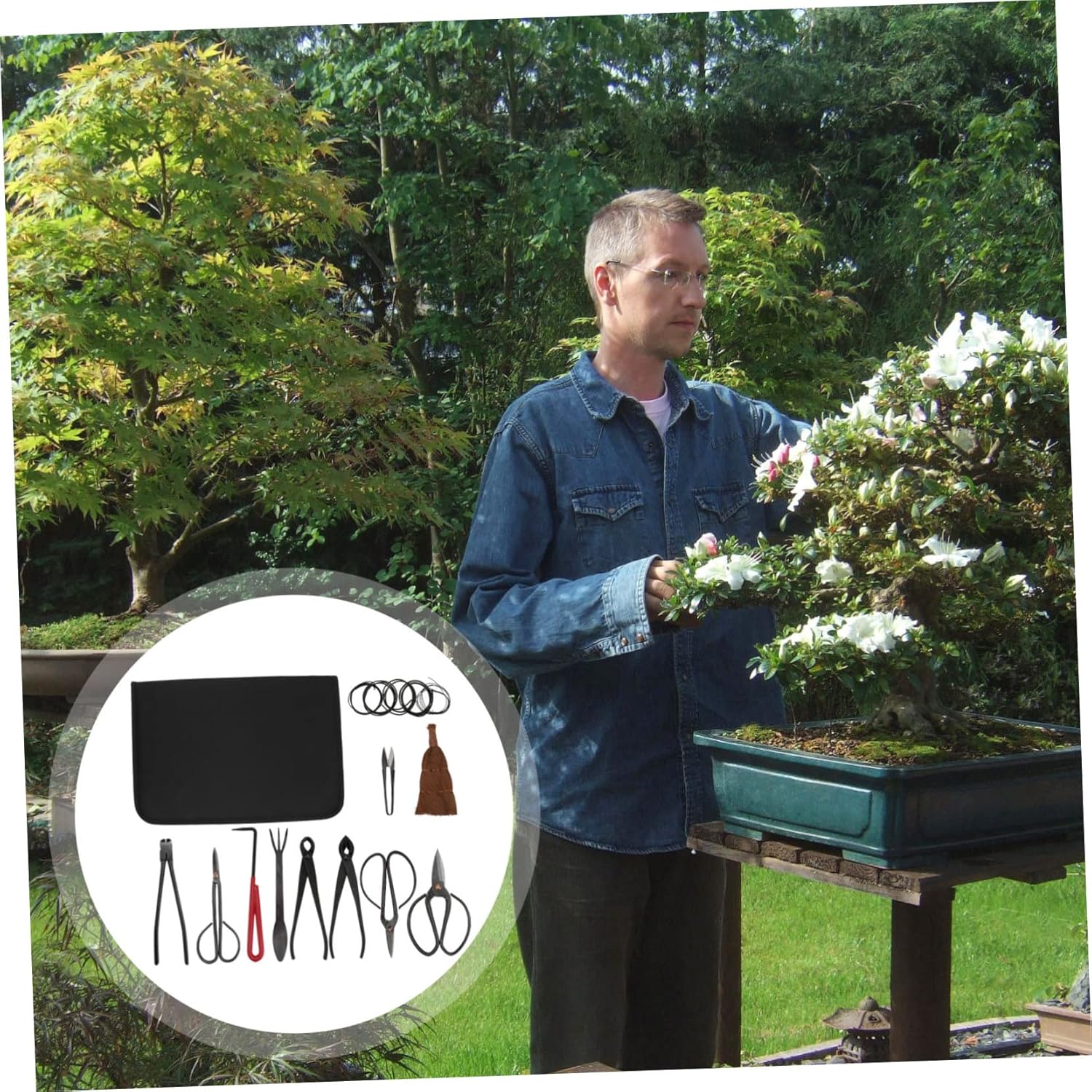 VOSAREA Durable Gardening Pruner Scissors for Trimming Includes Multiple Hand Tools Sturdy and Reliable Gardening Shear Set with Storage Bag for Efficient Bonsai and Plant Care