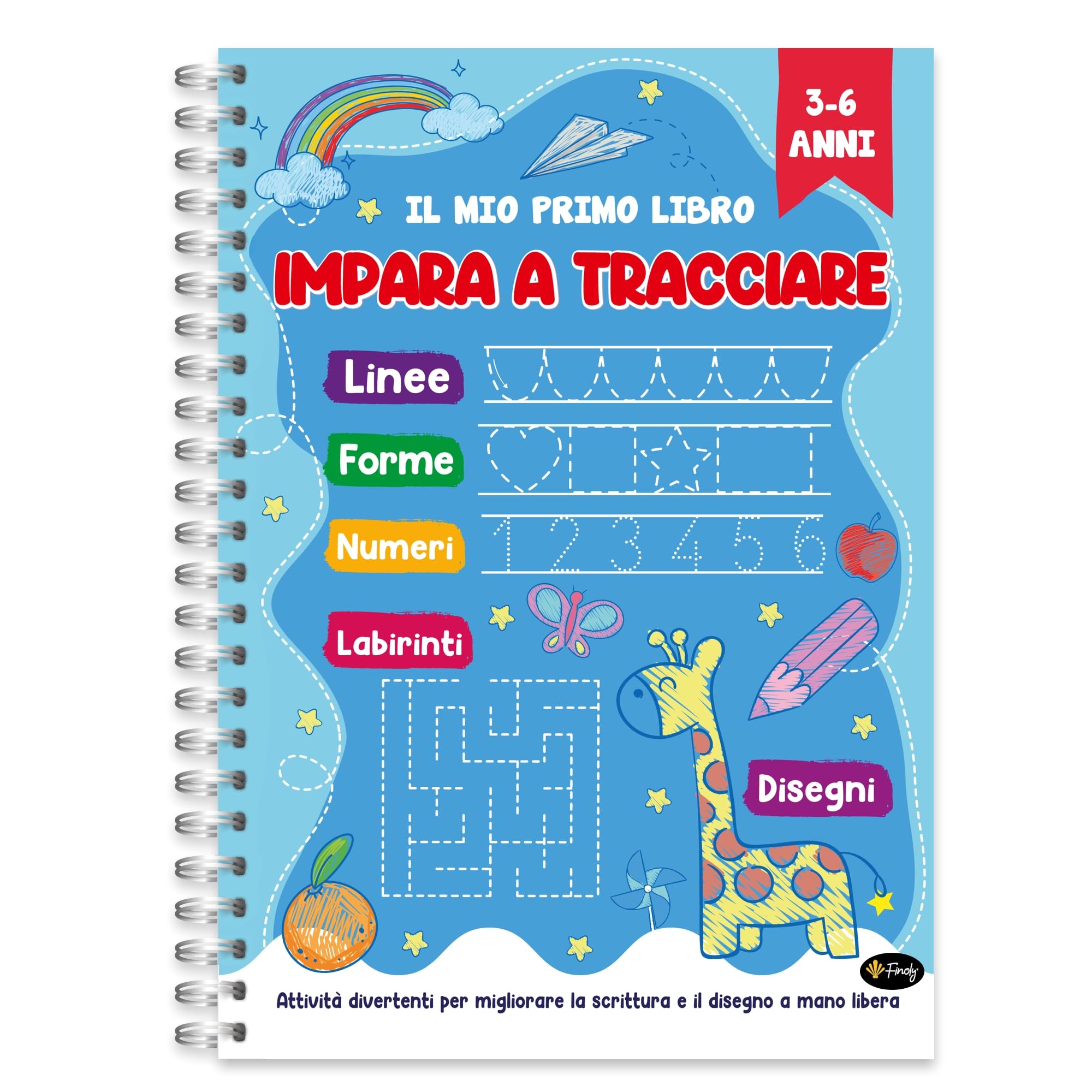 UNISCI I PUNTINI & IMPARA A SCRIVERE dai 3 anni in su | Libro di Attività e Pregrafismo +100 illustrazioni da creare e colorare per Bambini e Bambine