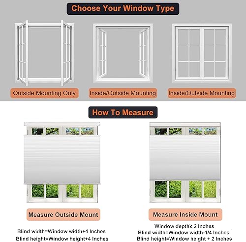 Miniatura 7 de Persianas celulares opacas de arriba hacia abajo y de abajo hacia arriba, persianas opacas inalámbricas de panal con protección UV, fácil de