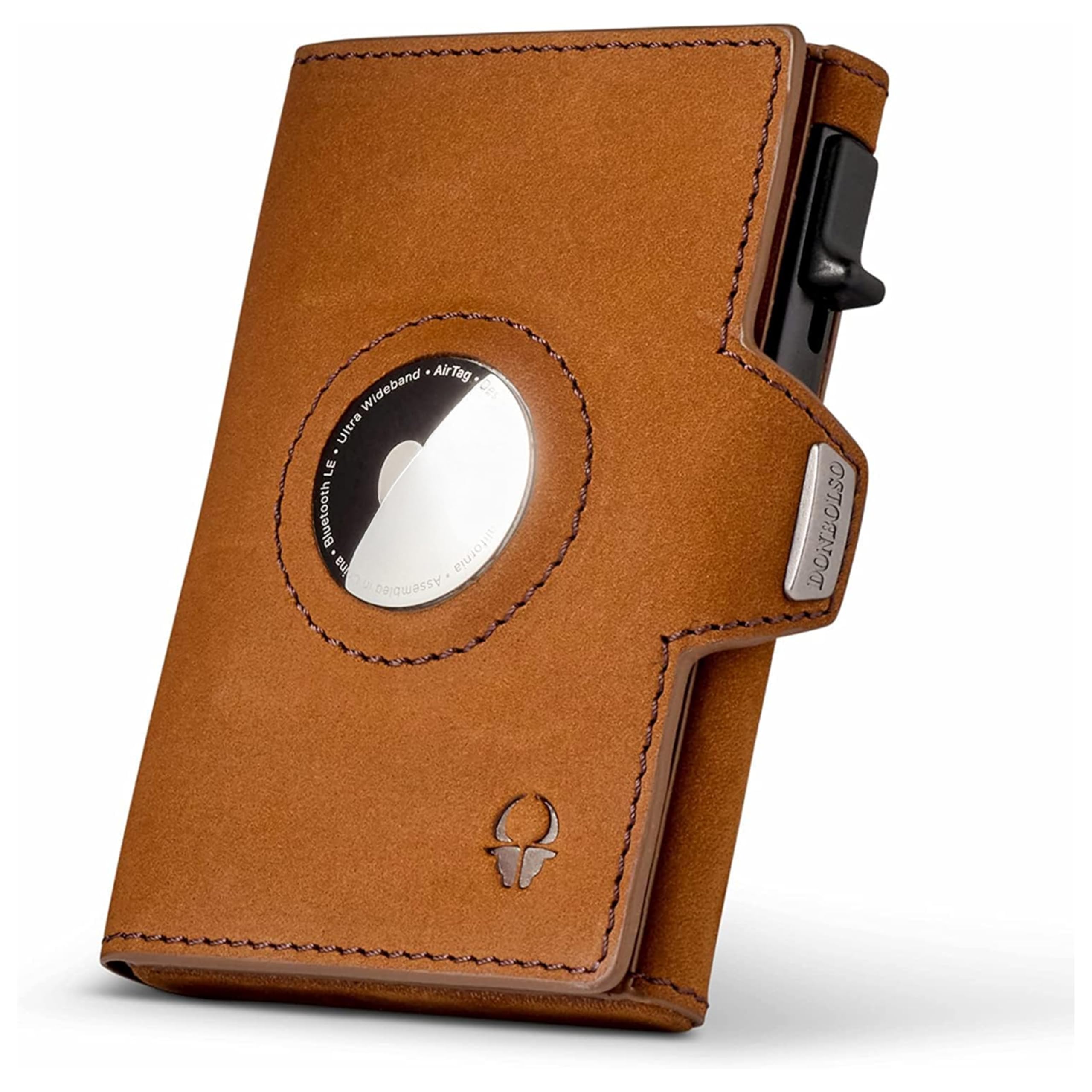 DONBOLSO Portafoglio Uomo in Pelle con Tasca per Apple AirTag - Slim Portacarte di Credito