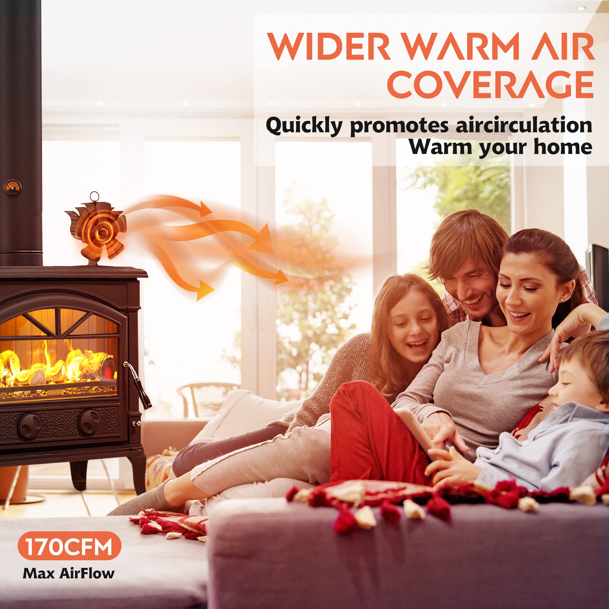 Amazon.com: Wood Stove Fan Heat Powered, Fireplace Fan  Non-Electric(5-Blade), 176°F Auto Start, Eco Thermoelectric Fan(Silent  Operation) for Wood/Log Burner/Fireplace, with Accessories Magnetic  Thermometer : Home u0026 Kitchen