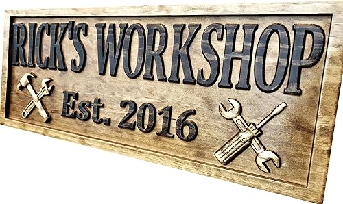 Custom Workshop Sign Wooden Gifts for Men Gifts For Him Husband Gift Custom Garage Sign Wooden Shop Sign Personalized Man Birthday Fathers Day Gift