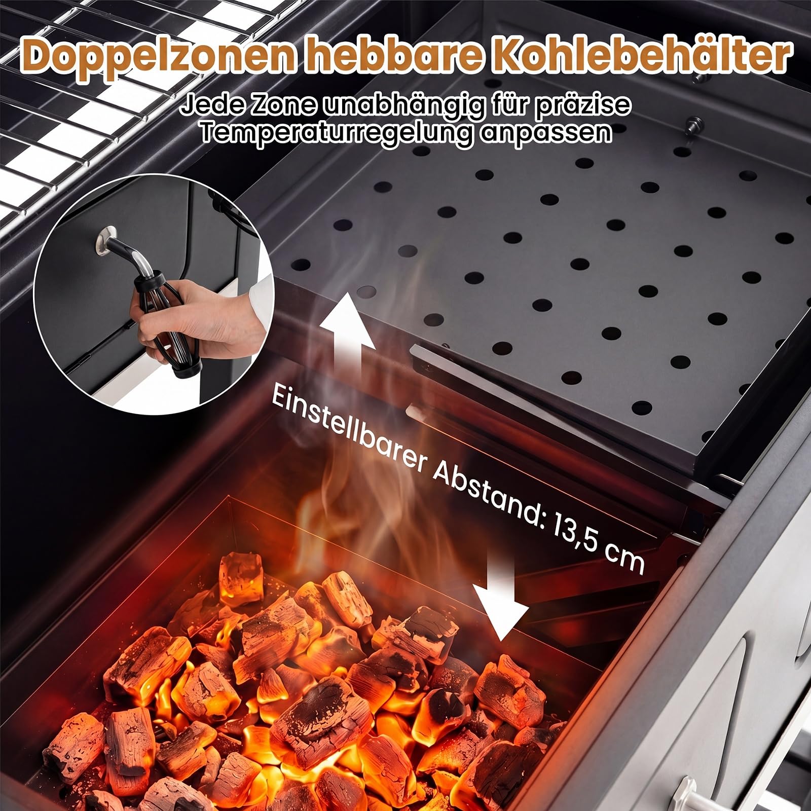 COSTWAY Grill na węgiel drzewny z pokrywką XXL, grill na kółkach