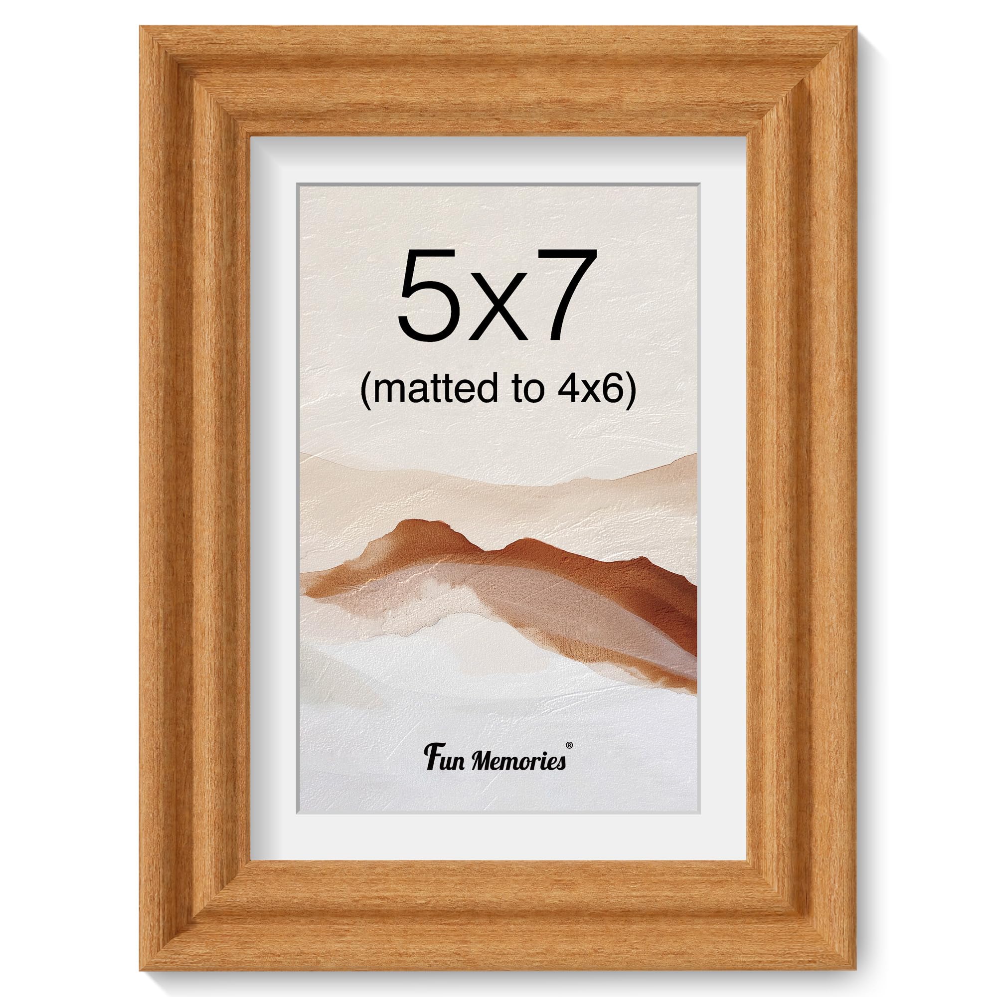 5 x 7 Picture Frame, Solid Teak Wood Picture Frame, 5x7 Photo Frame with High Tempered Glass, 5 by 7 Wooden Frame Matted to 4x6 Photo for Wall & Tabletop Display, 1 Pack — image 1