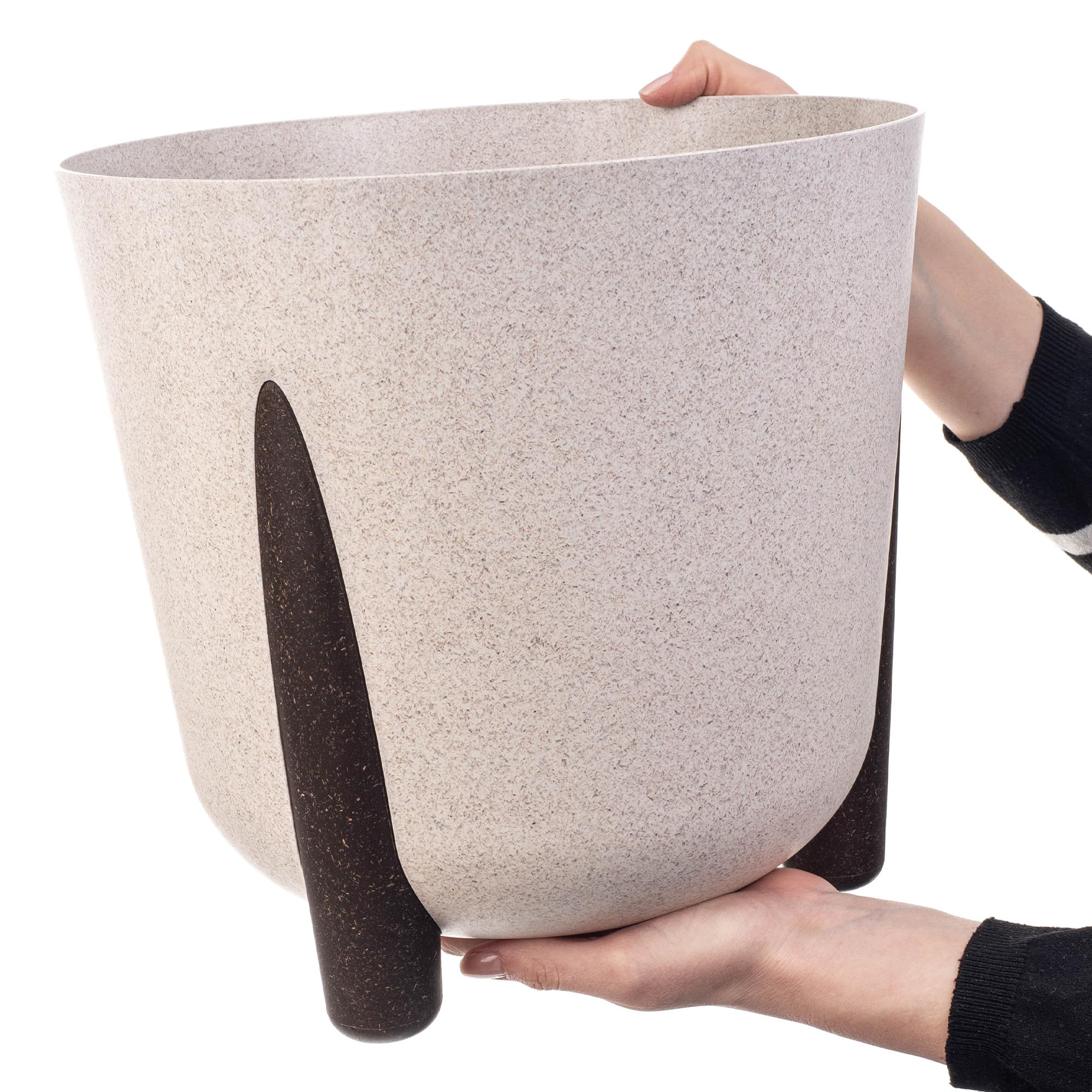 KADAX Decoratieve bloempot met binneninzetstuk, ronde bloempot, sierpot van kunststof, voor binnen en buiten (grijs, 30 cm