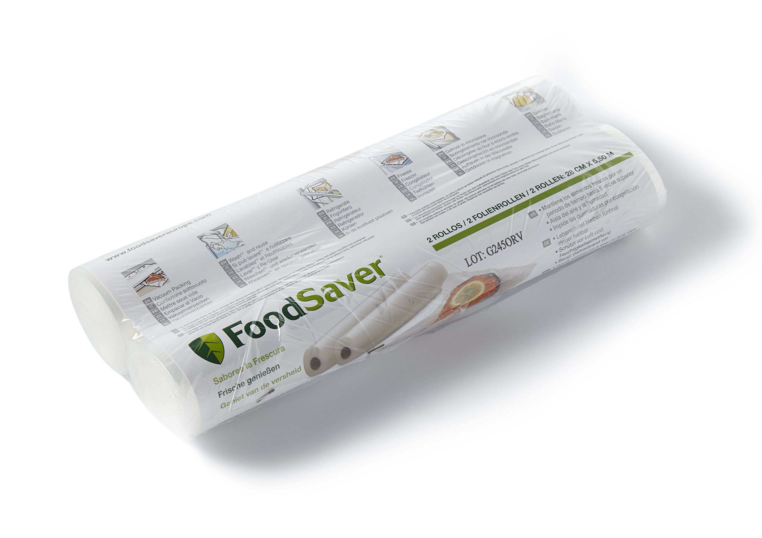 FoodSaver sacs de mise sous vide réutilisables, Sans BPA, 2 rouleaux de sacs de mise sous vide, (20cm x 6,7m) [FSR2002I]