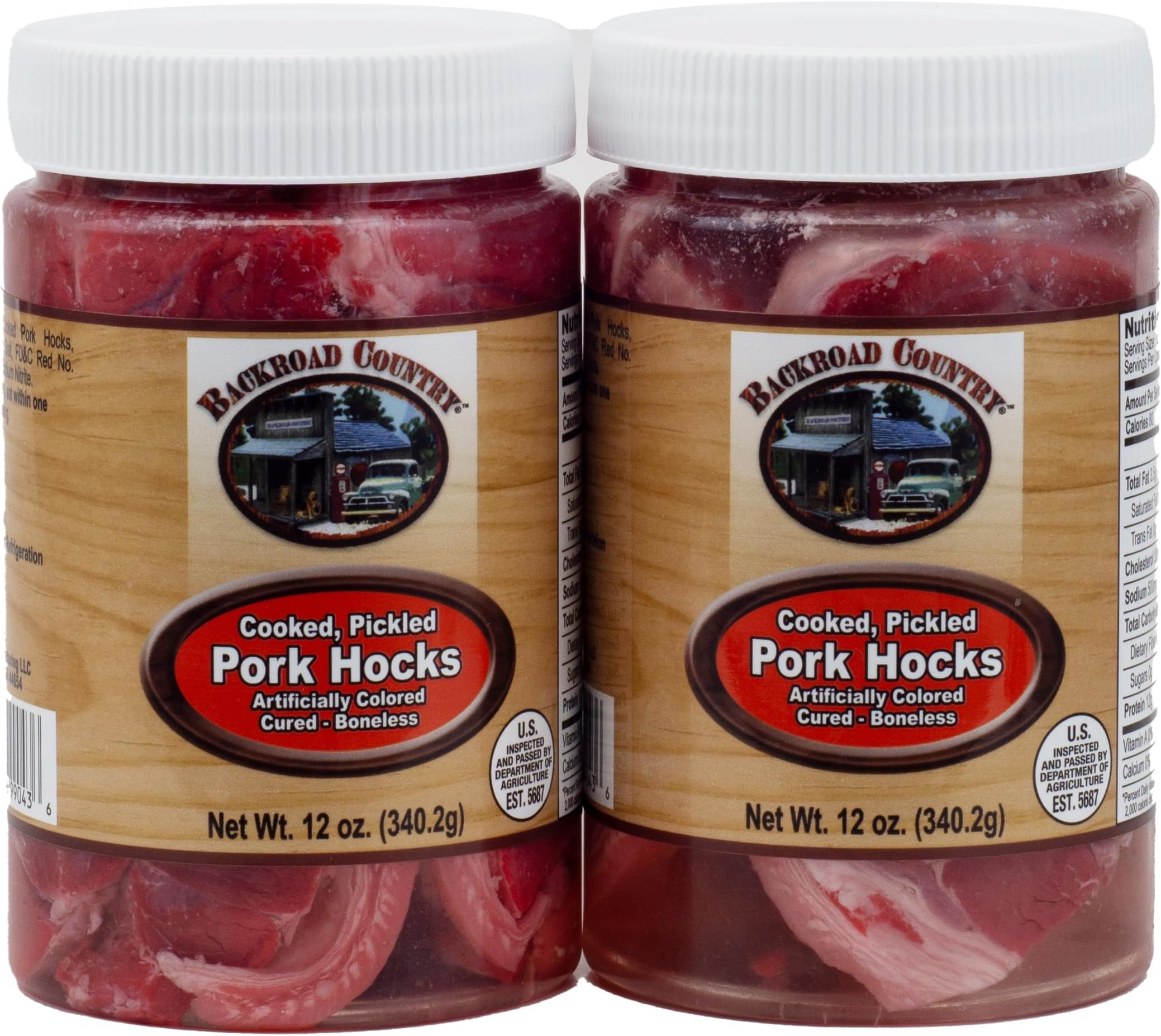 Backroad Country Fully Cooked Boneless Pickled Cured Pork Hocks in a Jar, 12 oz — Made in Ohio Amish Country, USA — Fully Cooked, Ready to Eat (Pack of 2)