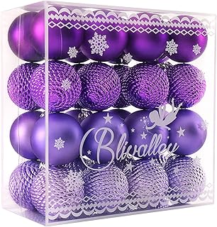 Blivalley 60mm/2.36" 32pcs Christmas Ball Ornaments Shatterproof Christmas Decoration for Xmas Tree Plastic Hanging Ball O...