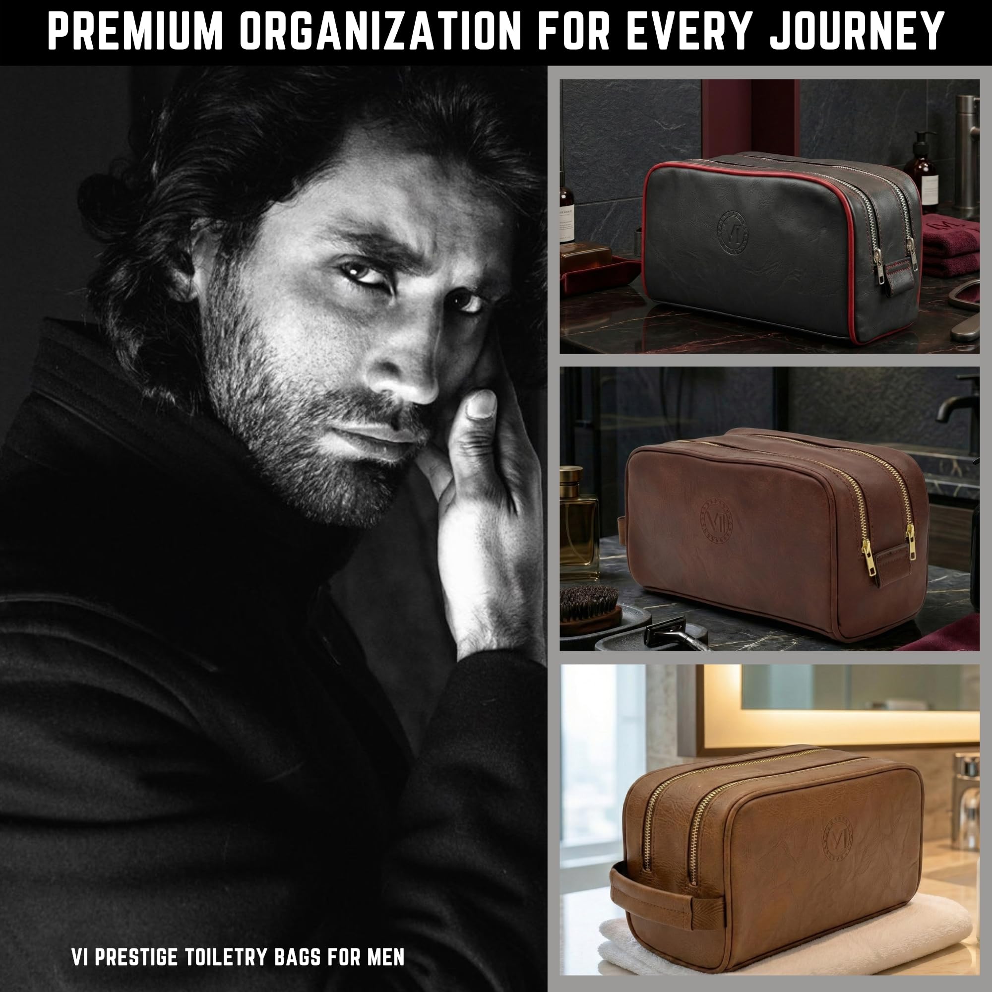 Travel Dopp Gift cosmetico di alta qualità Classic Toiletry Borsa a mano grande capacità due scomparti cerniere YKK impermeabili borchie inferiori tasche in rete organizzatore durevole