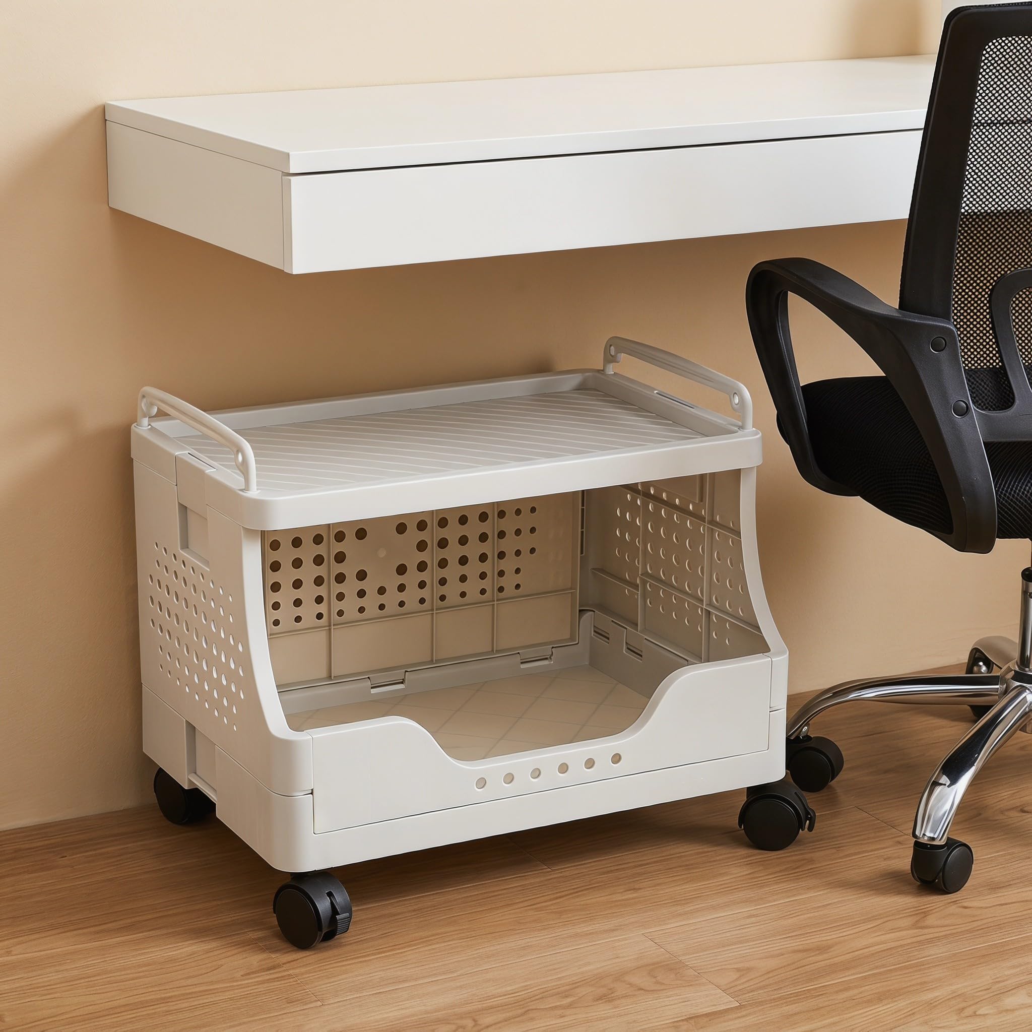 Untertisch Druckerwagen mit Rollen, 2-stöckig, Kunststoff, Homeoffice