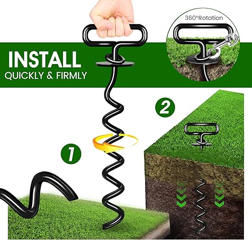 Miniatura 4 de Estaca para perro, amarre y estacas resistentes para perros (140 libras), estaca de patio para perros, fácil instalación, adecuada para patio,