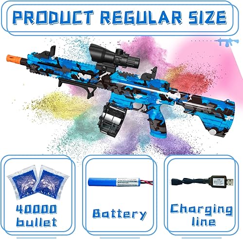 Miniatura 4 de Pistola eléctrica de bolas de gel, lanzador automático de bolas de salpicaduras de alta velocidad con más de 40000 y gafas, juguetes de bolas de