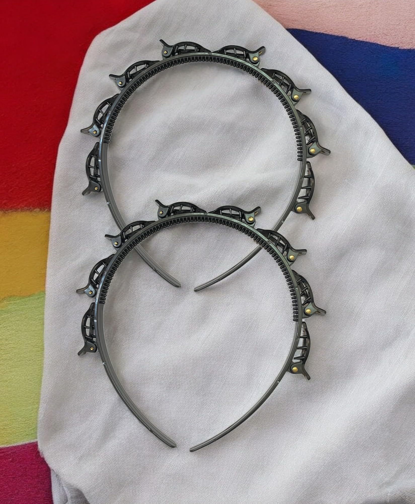 Hair Headbands with Alligator Tooth Design, Grey Plastic, Pack of 2-picture-10