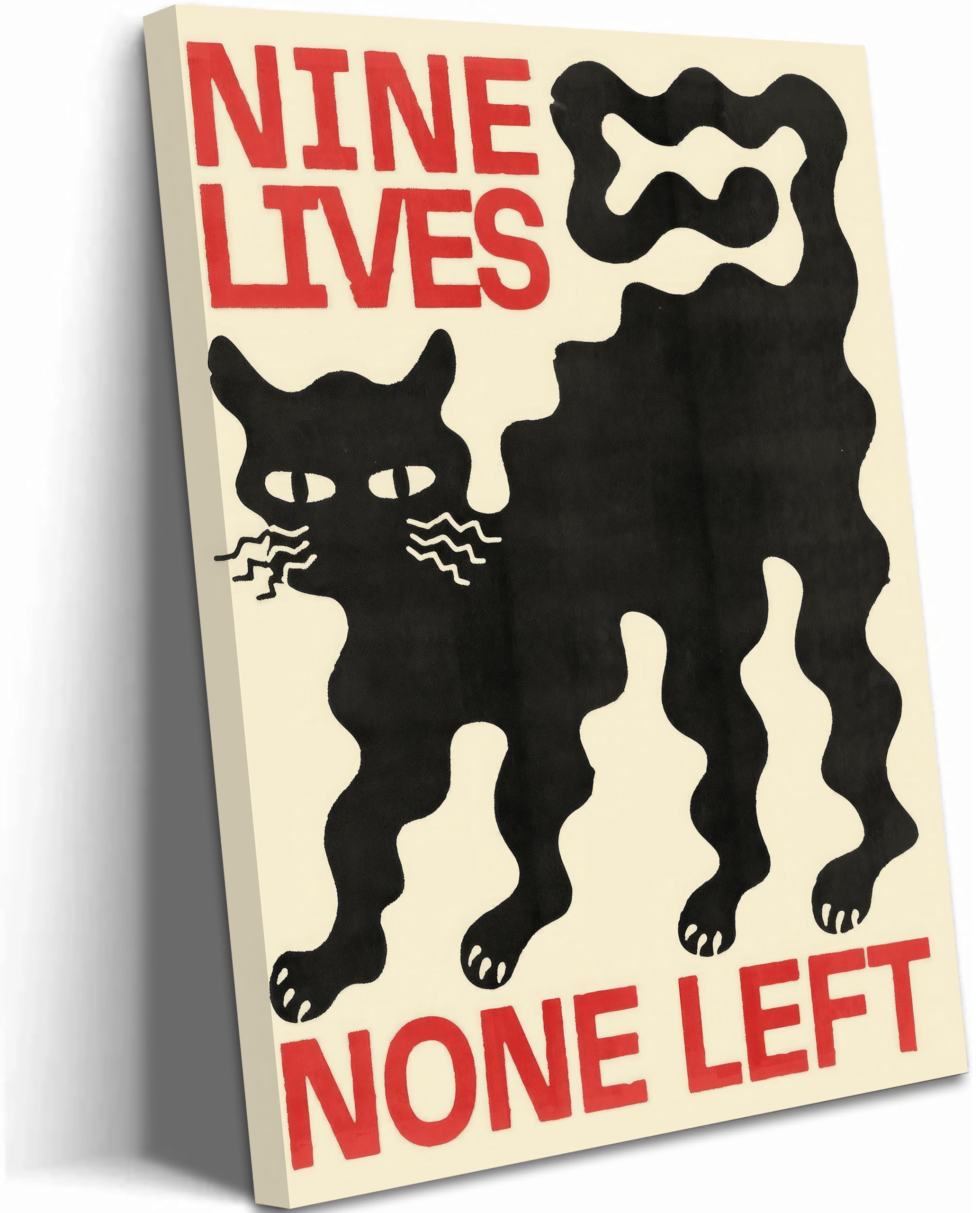 Amazon.co.jp: 面白い黒猫キャンバスウォールアート Nine Lives None 