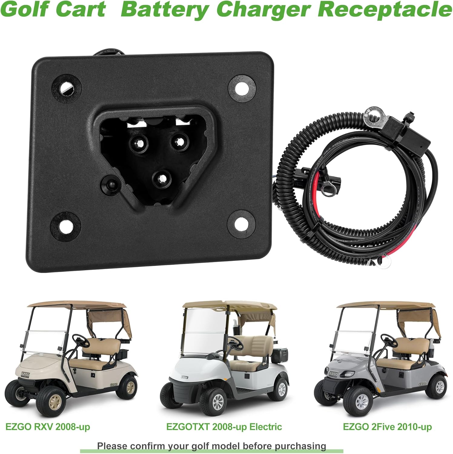 Golf Cart 48V Battery Charger Receptacle or Plug for EZGO RXV & TXT 2008-up Electric, EZGO 2Five 2010-up Delta-Q Charging Receptacle OEM# 602529