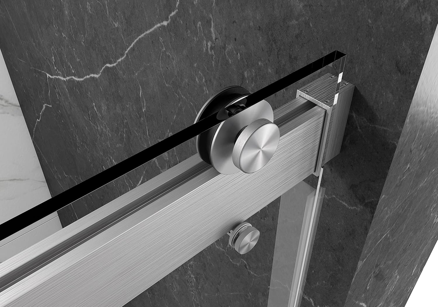 | BSD-13 Frameless Soft-Closing Double Sliding Shower Door with Stainless Steel and 3/8" Clear Tempered Glass 54"-in Width and 76"-in Height (Matte Black)