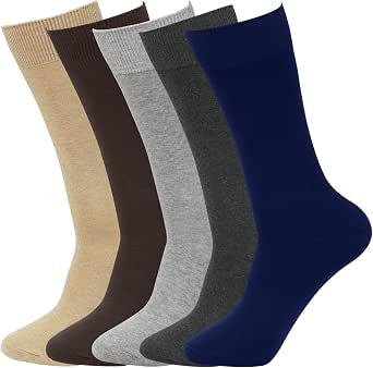 Men's Cotton Dress Socks, 5 Pairs