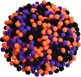 600 Pieces Halloween Pom Poms Mini Crafts Pompoms Balls Fuzzy Pom Balls Fluffy Pom Balls for DIY Hobby Supplies Halloween Party Decorations (Black, Orange, Purple)