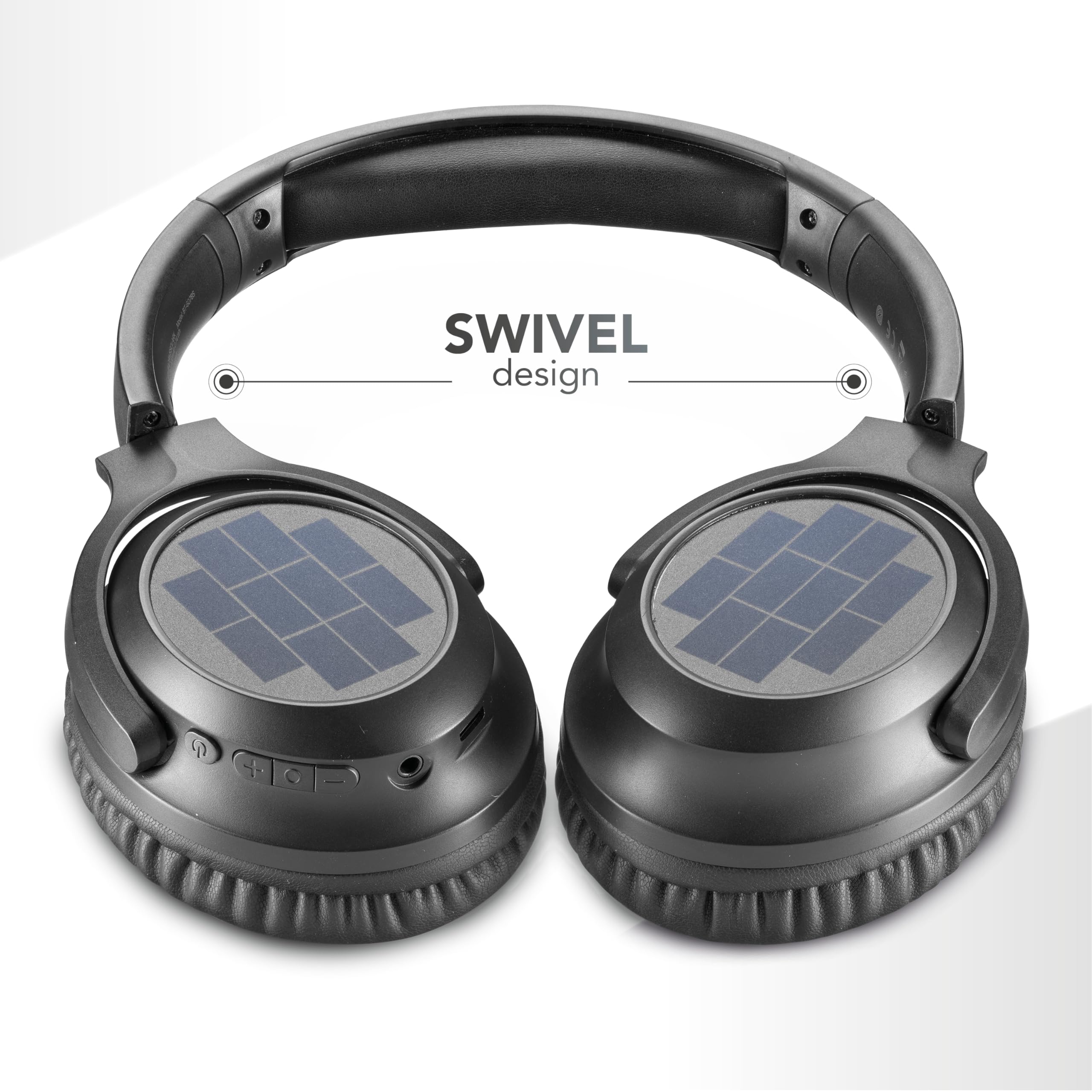Music Sound - Sunbeat - Auriculares inalámbricos con Paneles solares - Tiempo de Juego 40 Horas - Diadema Suave Ajustable - Modo de Carga Dual: Cable USB-C o Paneles solares - Negro