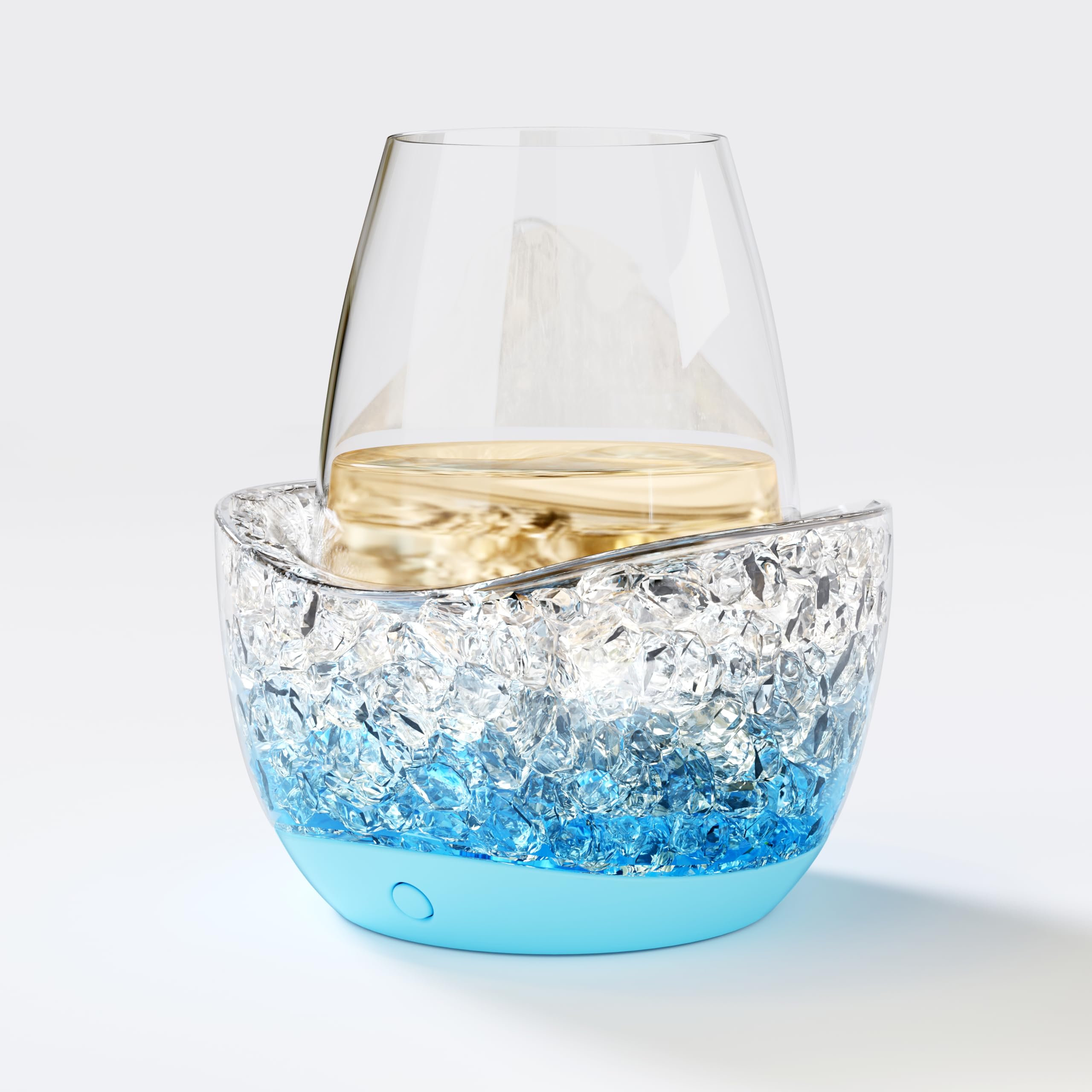 Enfriador de vino para copas sin tallo, mantiene tus copas de vino frías, 10 modos de luz de color, accesorios esenciales para el vino separables(azul)
