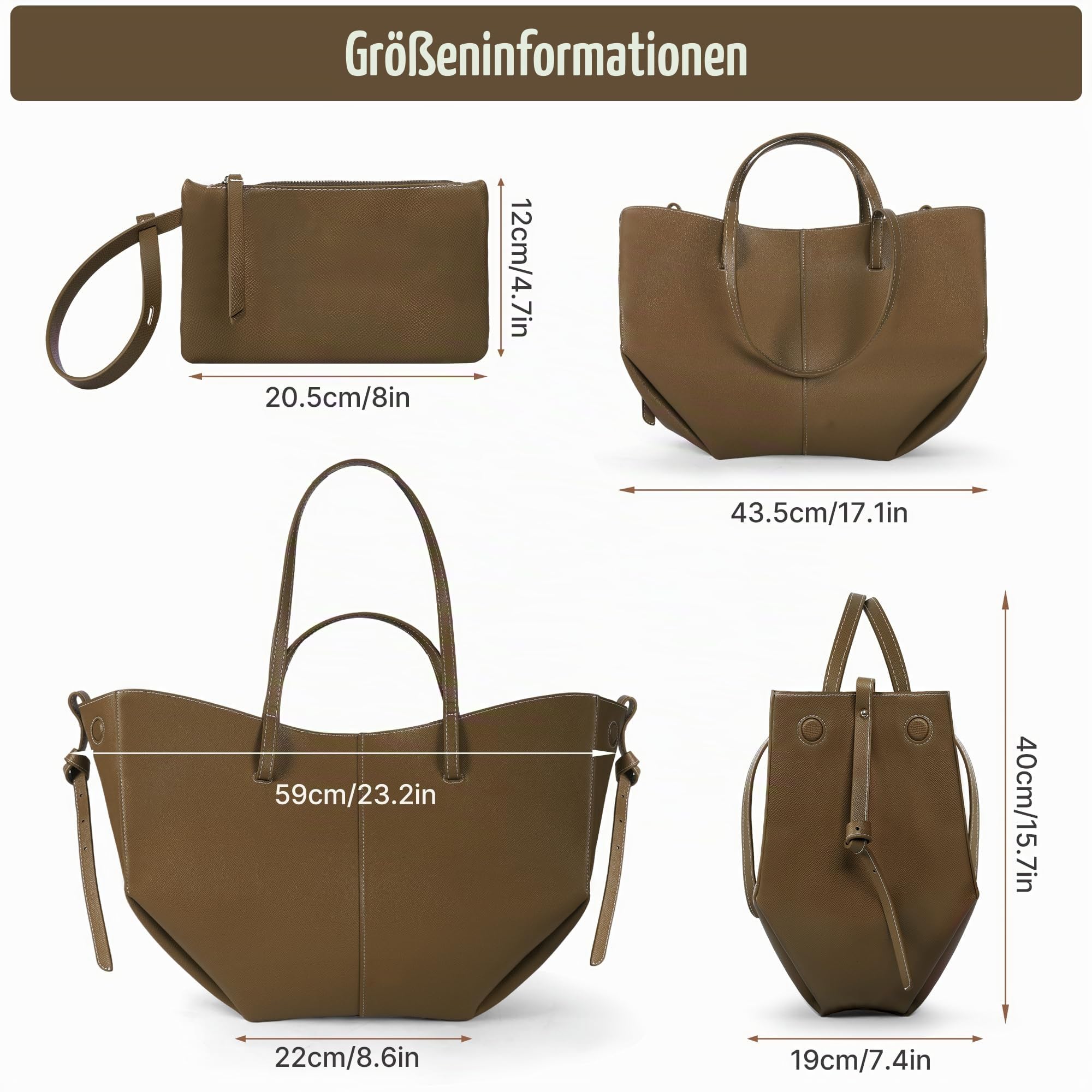 Flügeltasche, Rindsleder, Tragetasche, Damen, Eimer-Handtasche, Premium-Leder, Cyme-Tasche, Schultertasche, leicht, vielseitig für Arbeit, Reisen