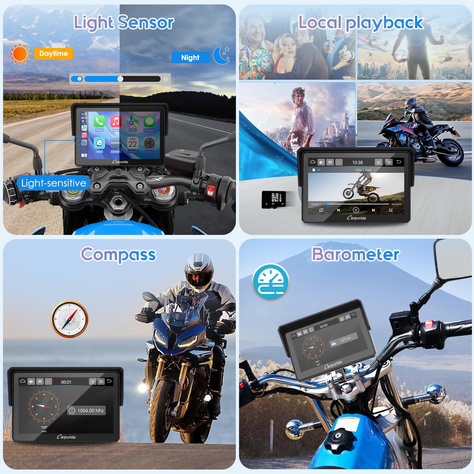 Carpuride W502BPro para B.-M.W Moto CarPlay y Android Auto y Bluetooth Dual