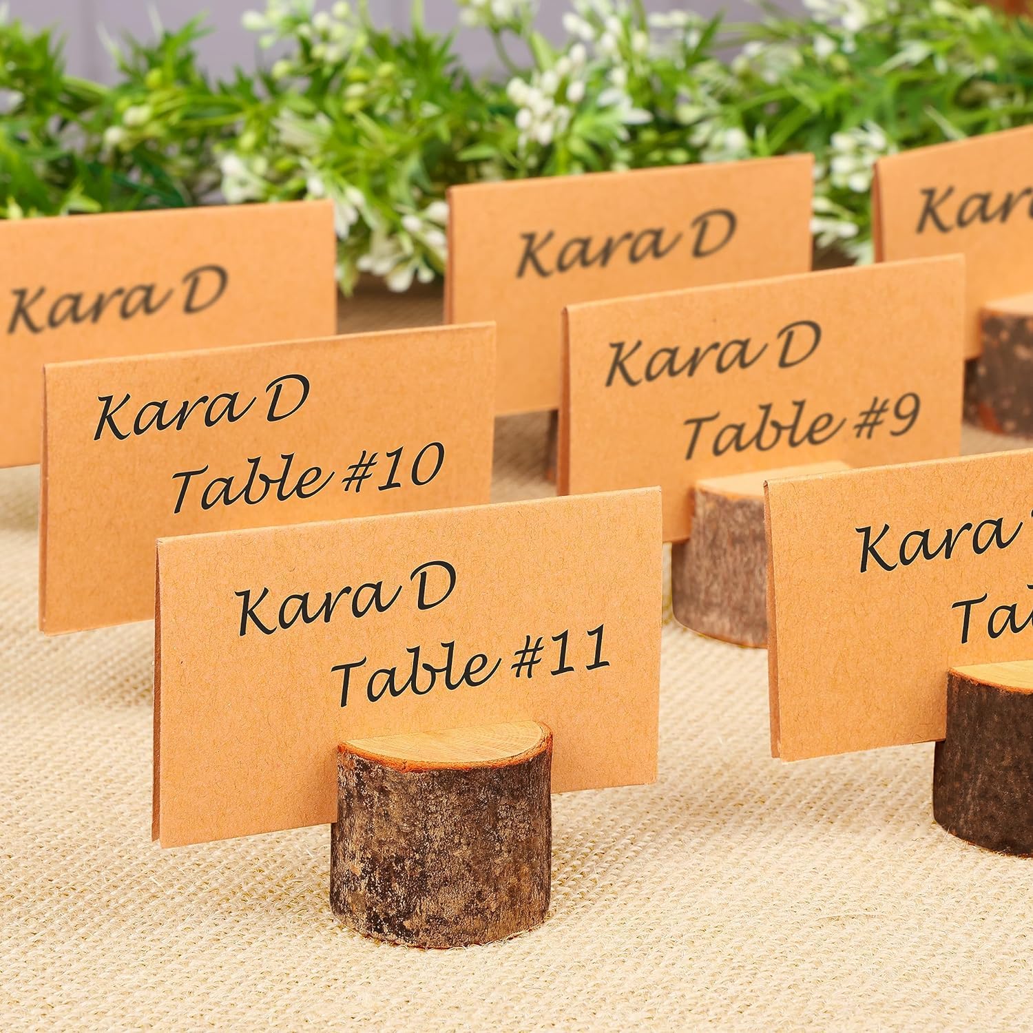 Porte Photo Porte-Cartes En Bois Naturel - Lot De 30 30 Cartes Kraft - Décoration Table Mariage Rustique Porte Carte Bois